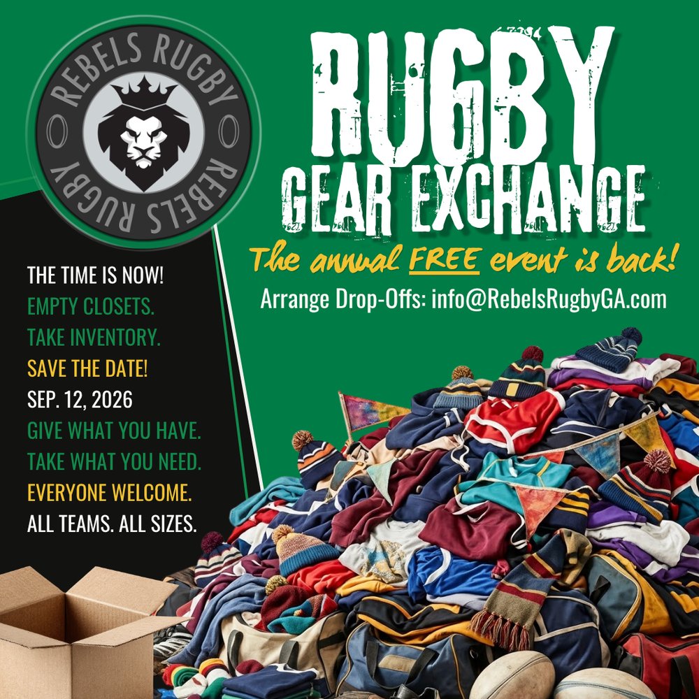 Rugby Gear Exchange, the annual free event is back, Sept 12 2026, give what you have and take what you need