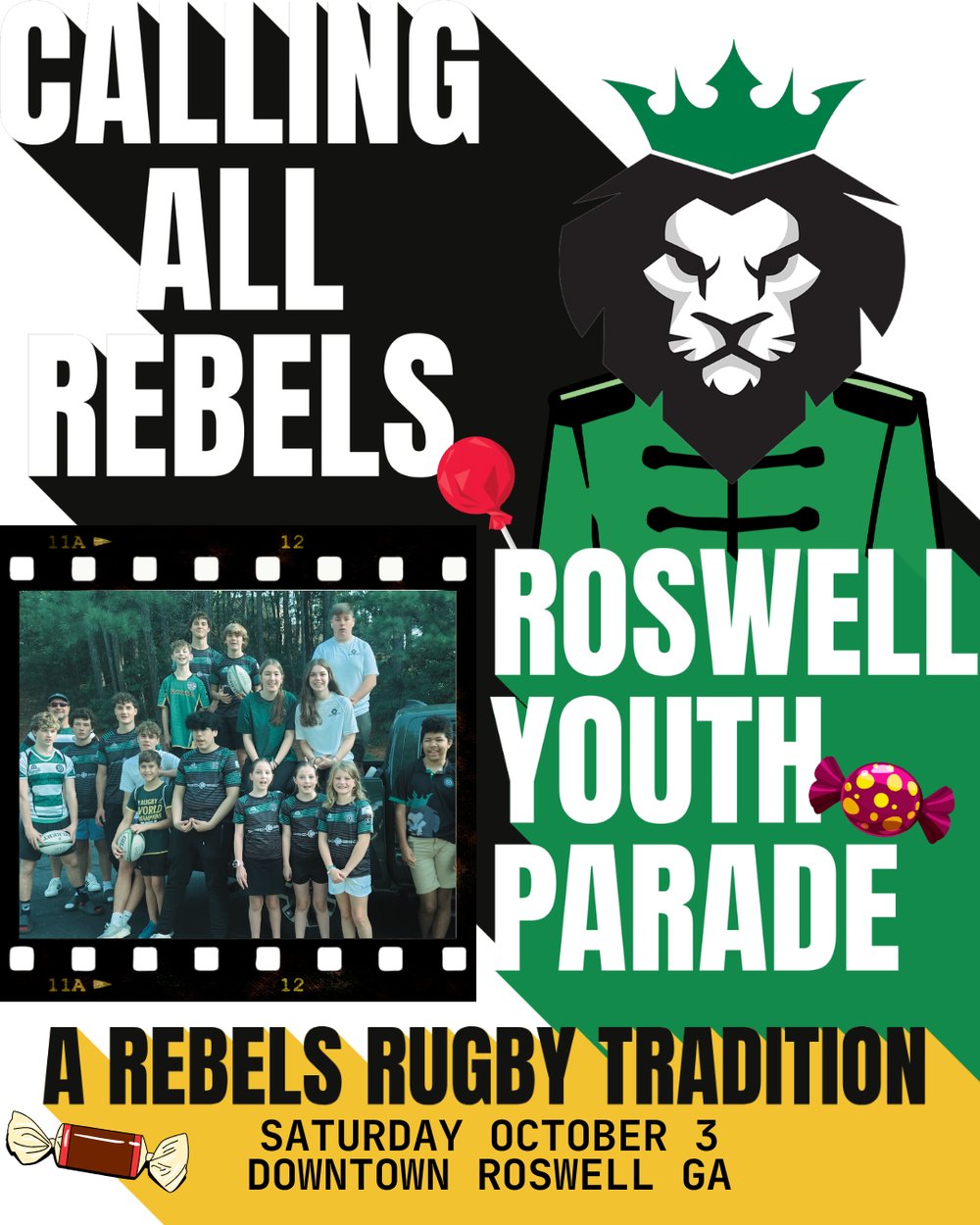 Calling all Rebels: Roswell Youth Parade, a Rebels Rugby tradition, Saturday October 3, downtown Roswell GA